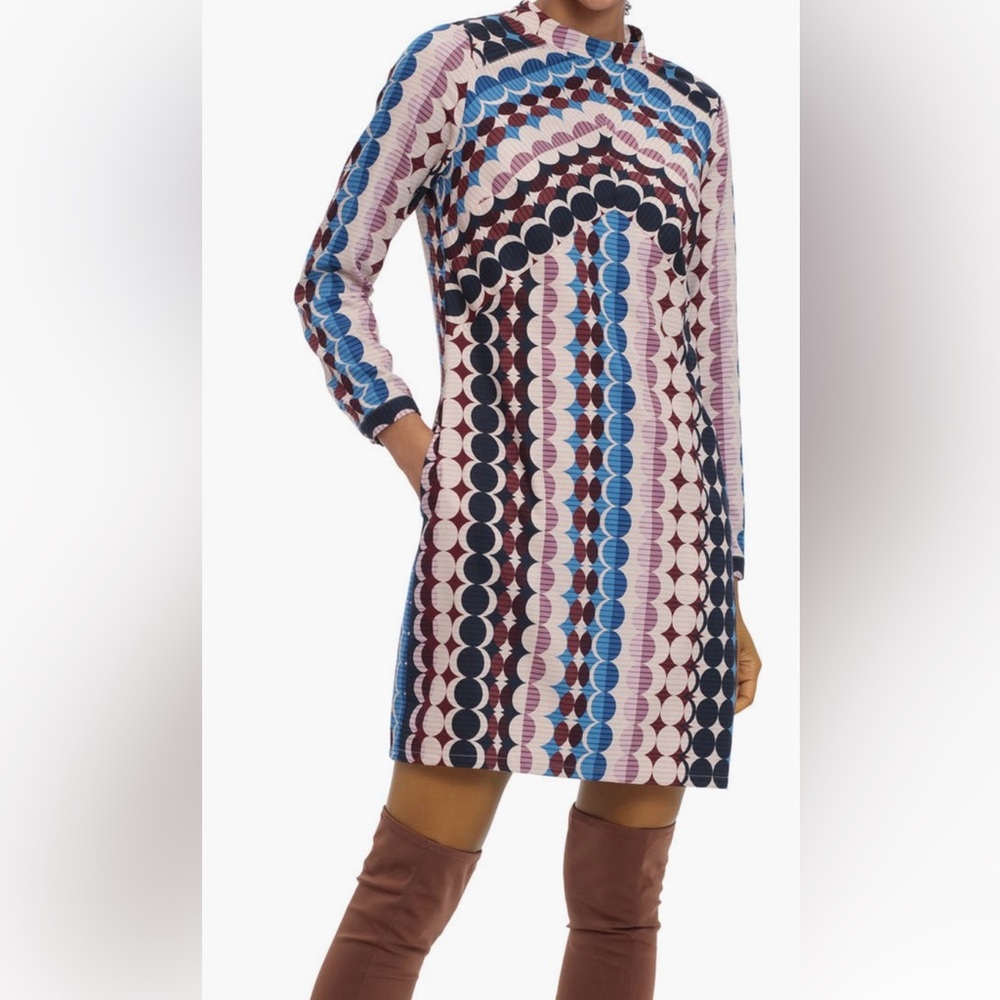 NWT Donna Morgan Long Sleeve Circle Print Mini Dress Size 10